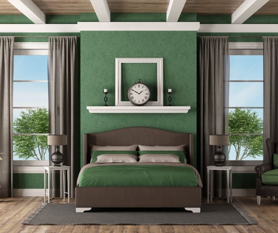 Khaki Green color bedroom