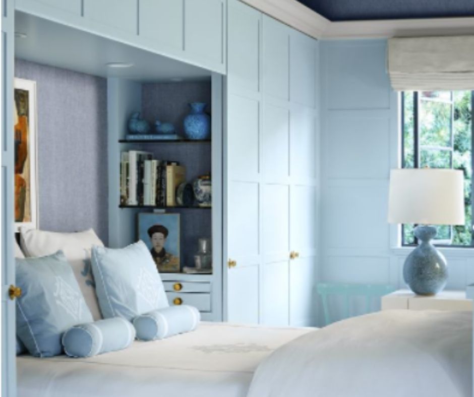 sky blue in natural light color bedroom
